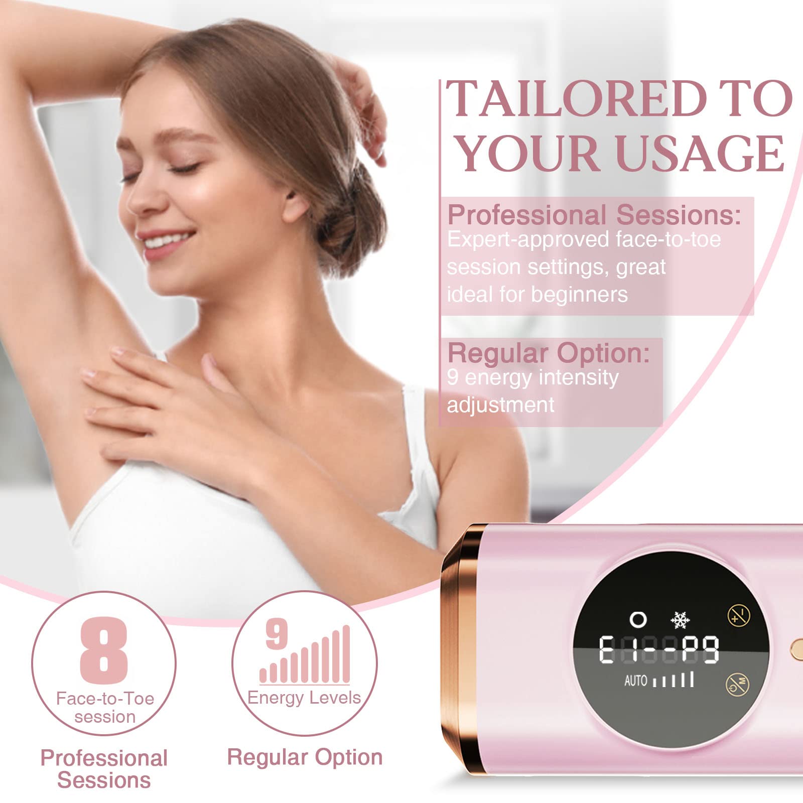 Advanced IPL Laser Hair Removal Device for Women & Men | Permanent Hair Reduction at Home with Fast SAPPHIRE Cooling System | Safe & Efficient for Face & Body | Unlimited Flashes | Perfect for Smooth Skin Before Beach Trips & Special Events