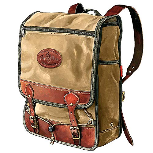 Frost River Mesabi Range Waxed Canvas & Leather Laptop Backpack - 16.7L Durable Hiking Daypack with Padded Sleeve, Premium Field Tan - Perfect for Work Commute, College Campus & Outdoor Adventures