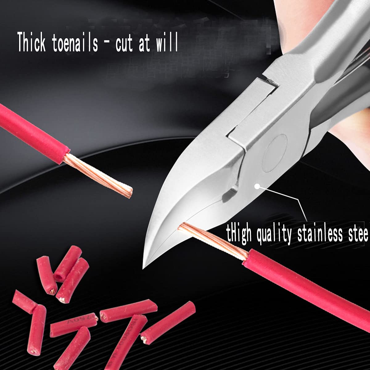 Professional Stainless Steel Toenail Clippers for Thick Nails - Heavy Duty Pedicure Tools for Elderly & Adults - Red Toenail Trimmer for Ingrown Nails & Tough Toenails | Perfect for Home Pedicure, Travel Grooming & Senior Foot Care