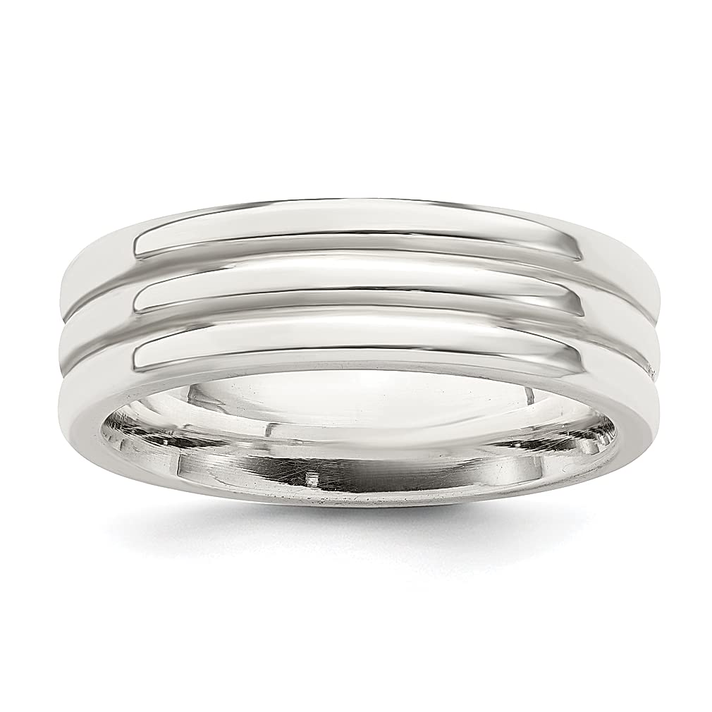 925 Sterling Silver 6mm Flat Grooved Wedding Band Ring - Size 11 for Women | Elegant Bridal Jewelry, Anniversary Gift for Her | Perfect for Weddings, Engagements & Special Occasions