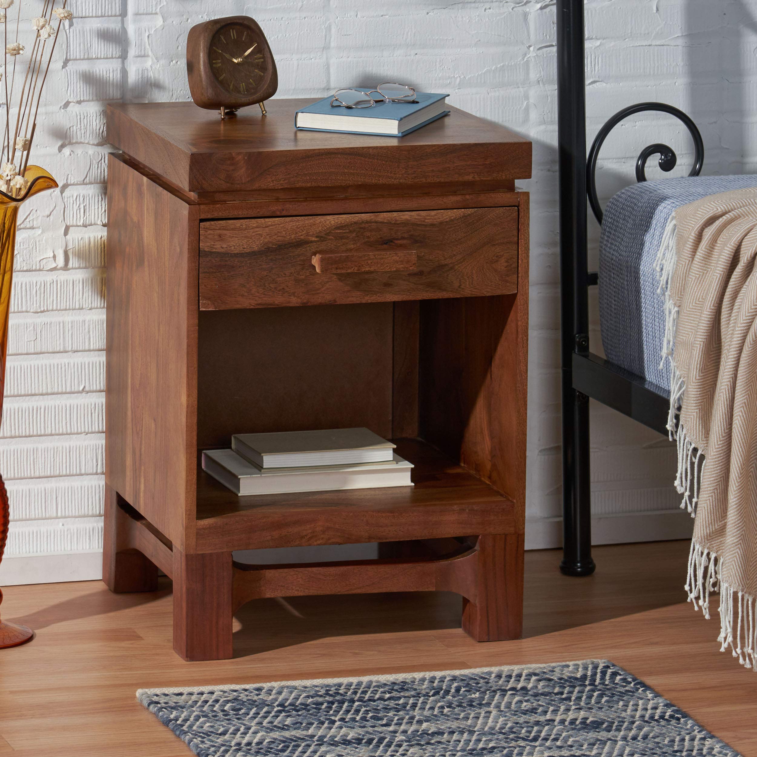 Christopher Knight Home Wadley Nightstand, Natural Wood Bedside Table with Drawer - Perfect for Bedroom, Living Room, or Office Storage