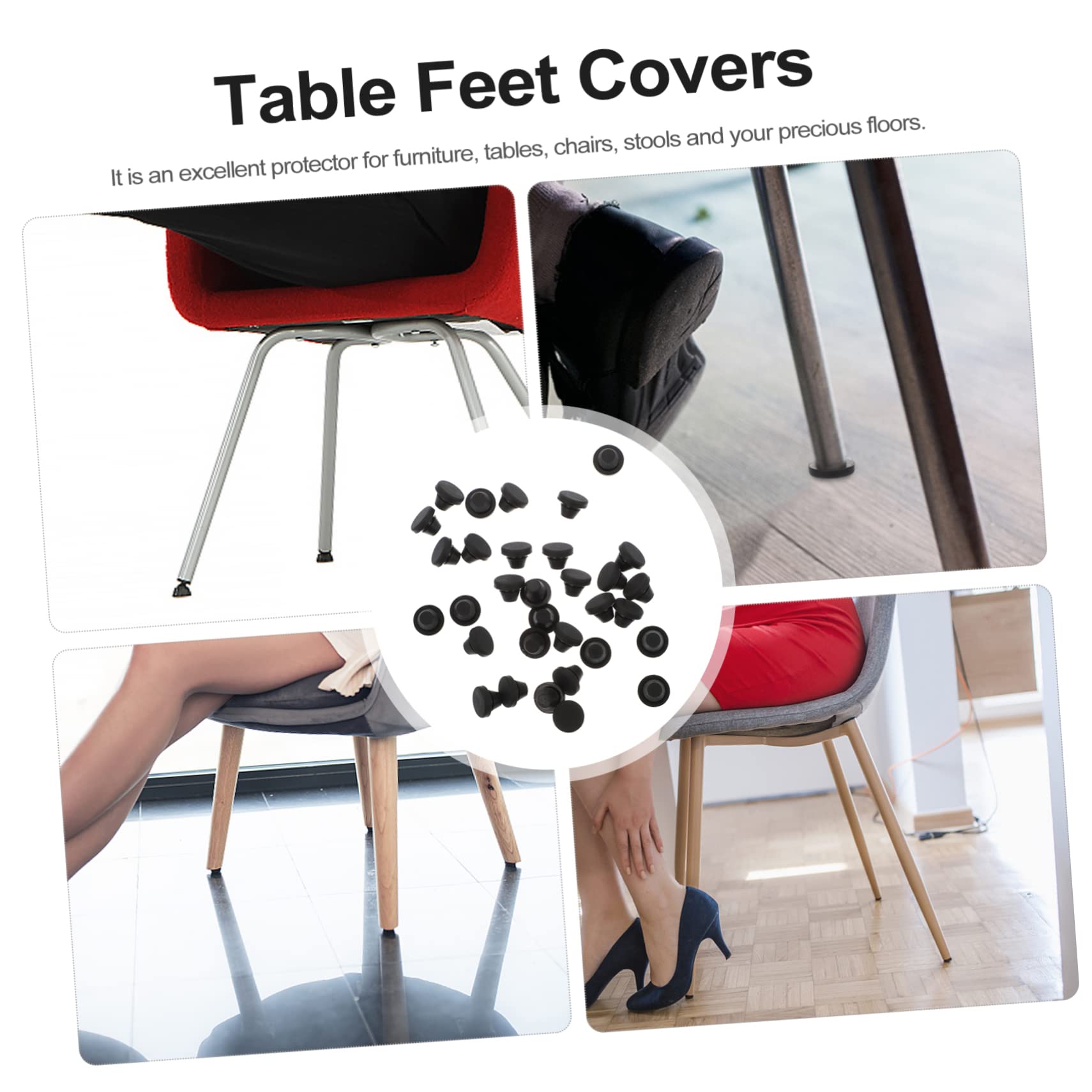 OSALADI 50 Pack Silicone Chair Leg Floor Protectors - Non-Slip Furniture Pads for Hardwood Floors, Tile & Laminate - Cone-Shaped Cushion Caps for Noise Reduction & Scratch Protection (Ideal for Dining Chairs, Office Desks & Home Furniture)