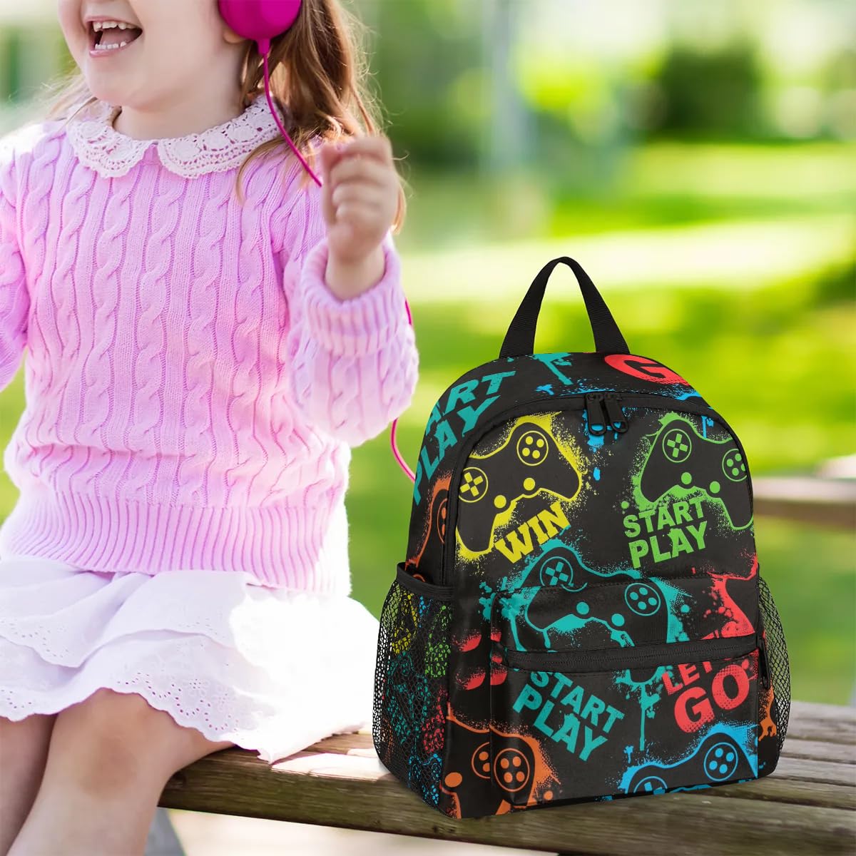 Kids Video Game Backpack for Boys - Lightweight Waterproof Toddler Bookbag for Preschool, Kindergarten & Travel - Small Student Backpack for School, Daycare & Outdoor Adventures
