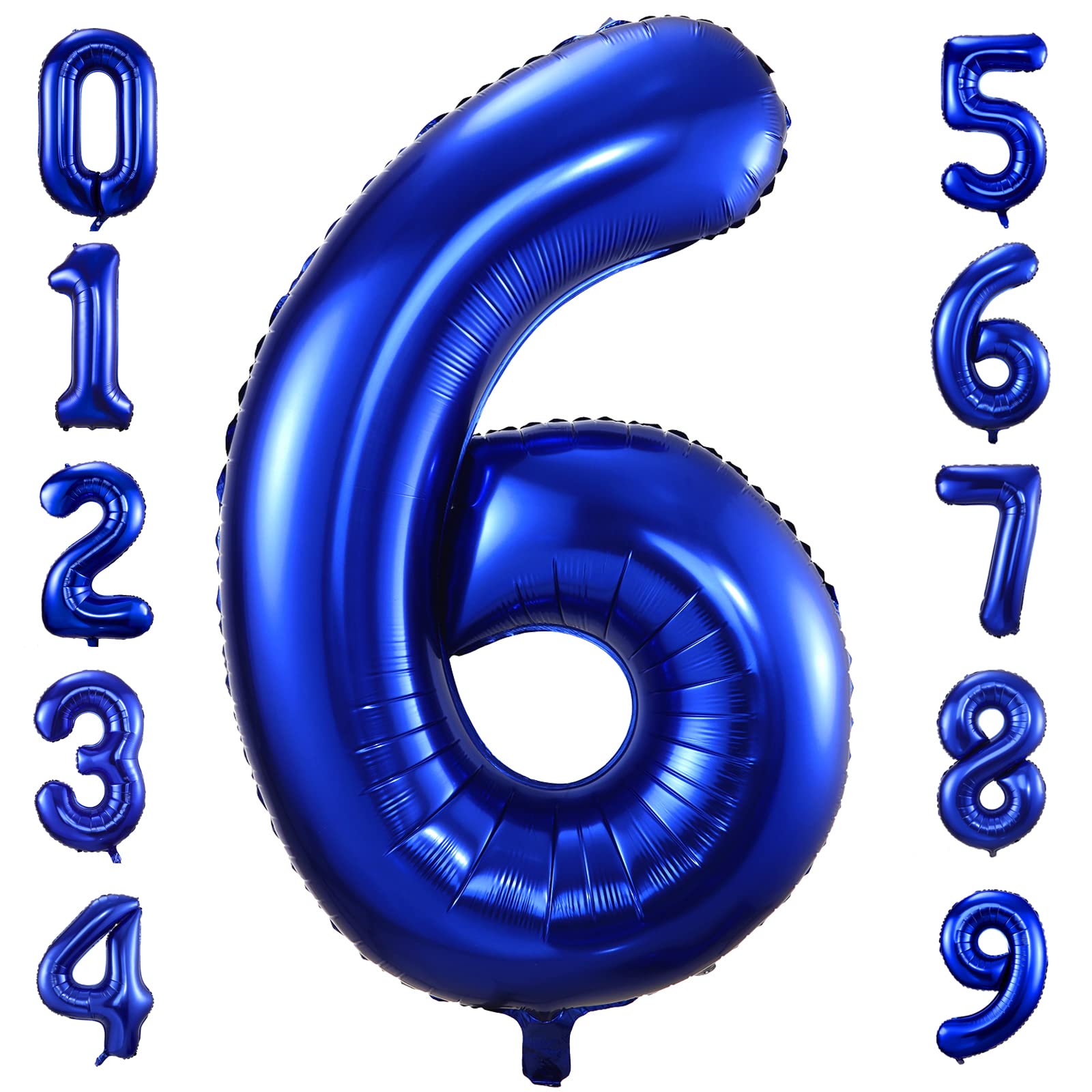 40 Inch Navy Blue Number 6 Foil Balloons - Large Mylar 6th Birthday Balloon Decor for Parties, Graduation, Baby Shower & Anniversary Celebrations - Perfect for Photo Backdrops and Event Centerpieces