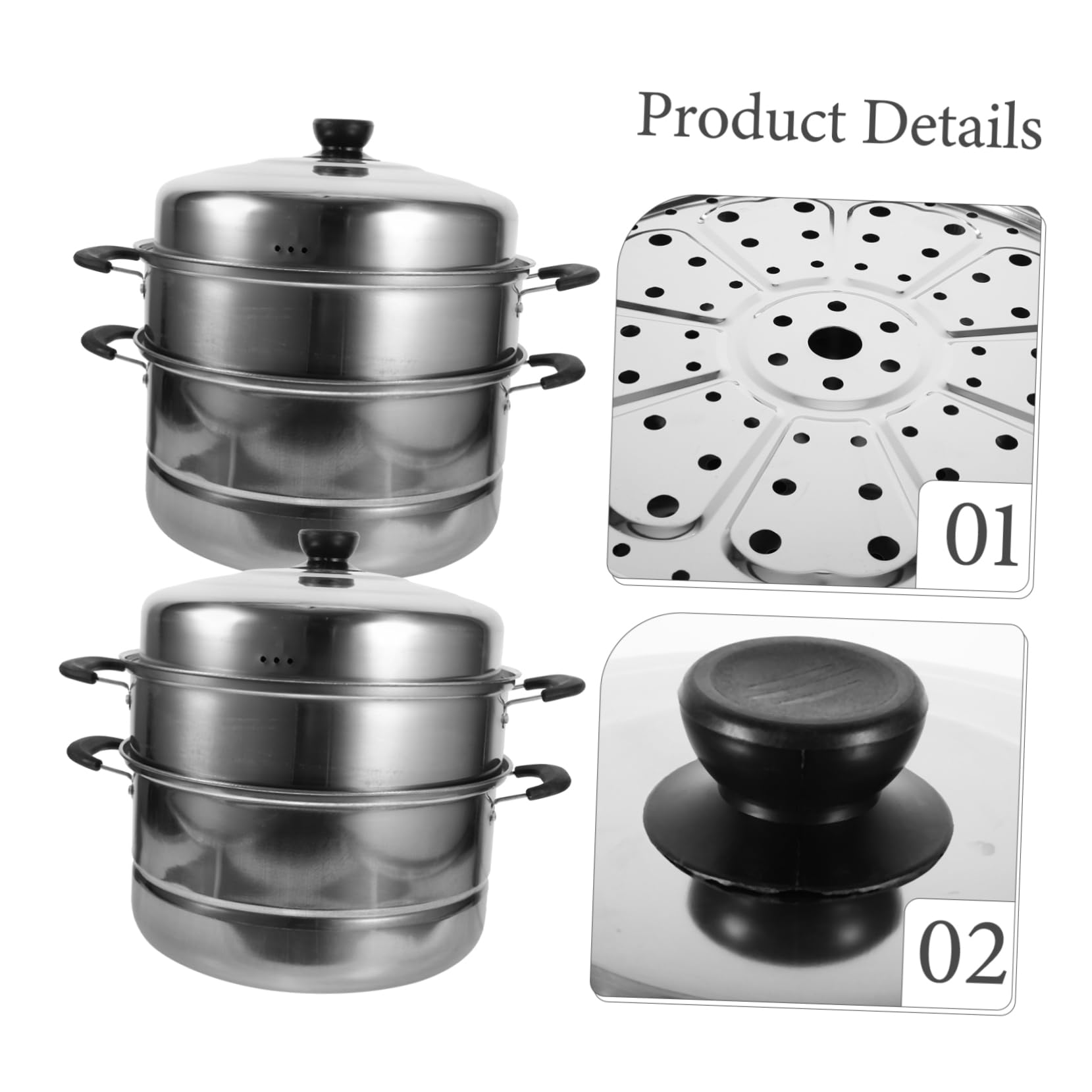 Cabilock 3-Layer Stainless Steel Steamer Pot - Stackable Steam Cookware for Vegetables, Dumplings & Seafood - Perfect for Home Kitchen & Meal Prep