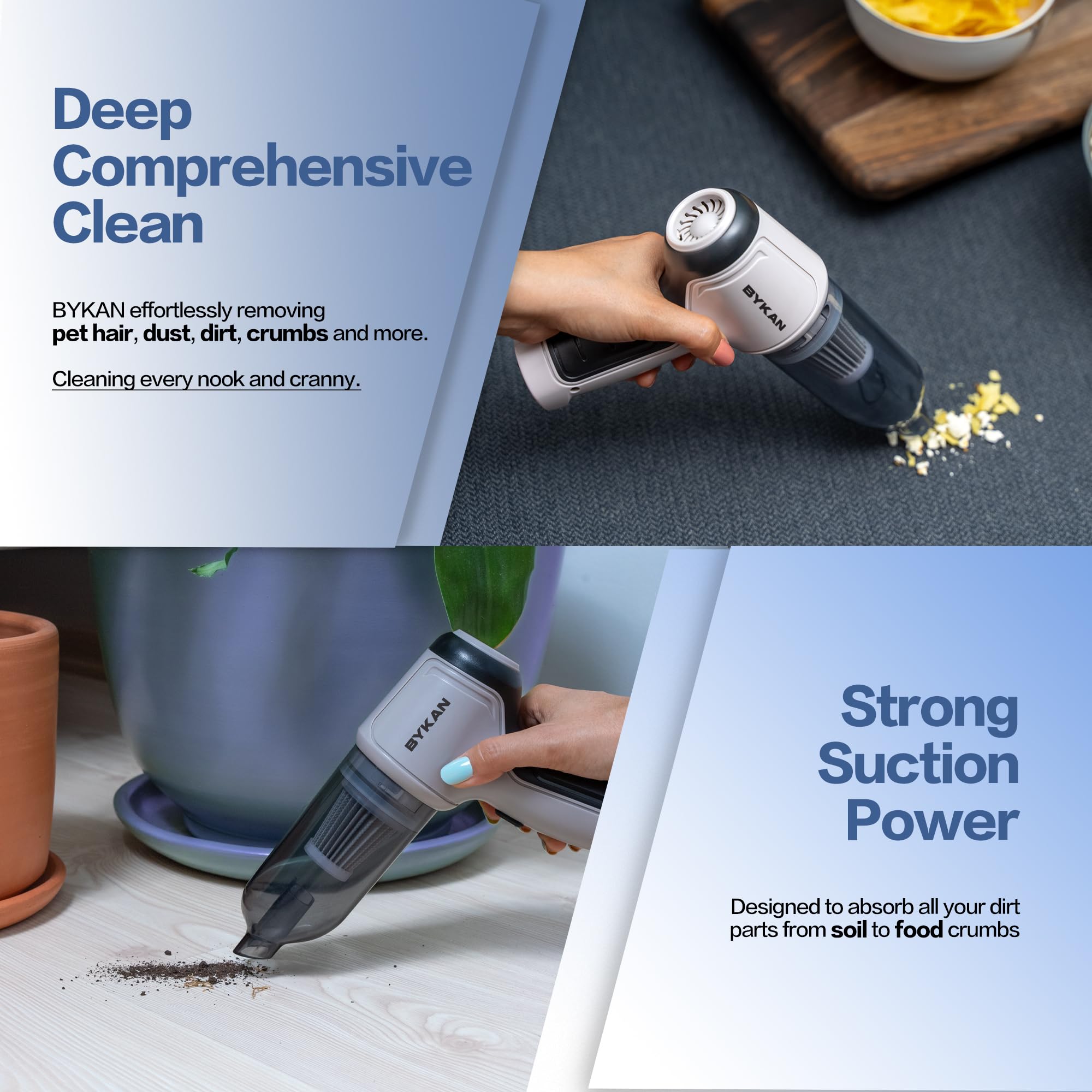 Powerful 120W Handheld Vacuum Cleaner - 38000 RPM High-Speed Rechargeable Mini Vacuum for Home, Car, Office & Pet Hair | Portable Cordless Cleaner for Quick Spills, Car Seats, Desk Cleaning & Pet Grooming