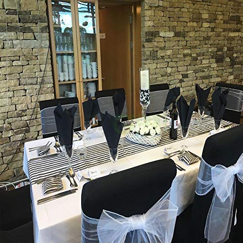 12-Pack Black Stretch Chair Covers - Polyester Spandex Dining Chair Slipcovers for Banquet, Wedding, Party & Home Decor - Fits Most Chairs & Couches (12, Black Arch)