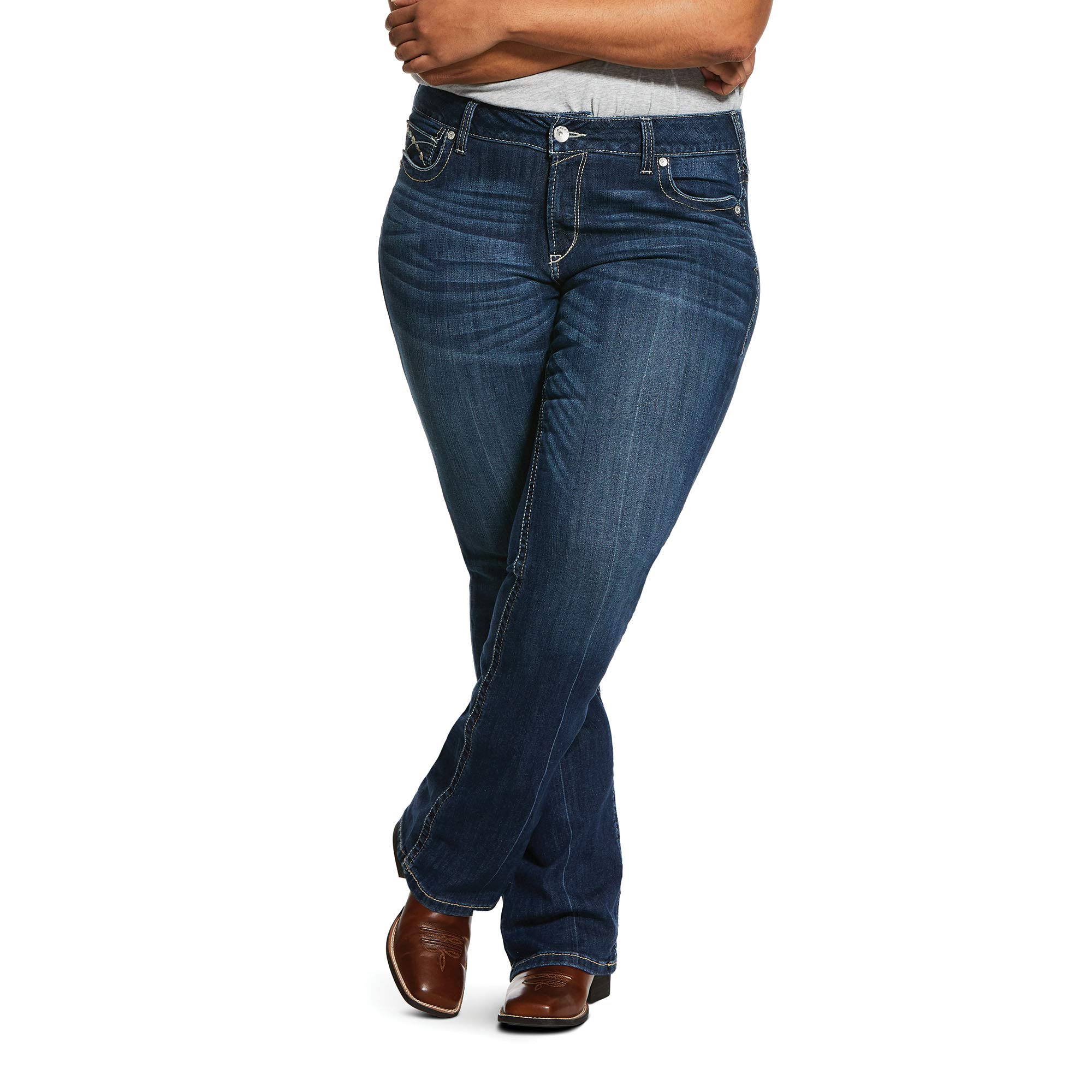 ARIAT Women's R.E.A.L. Mid Rise Stretch Firebird Boot Cut Jeans - Comfortable Western Denim Pants for Riding, Work & Casual Wear