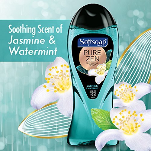 Pure Zen Relaxing Body Wash - Jasmine & Watermint Scent, 15 fl oz (Pack of 2) | Moisturizing & Aromatherapy Shower Gel for Stress Relief & Self Care