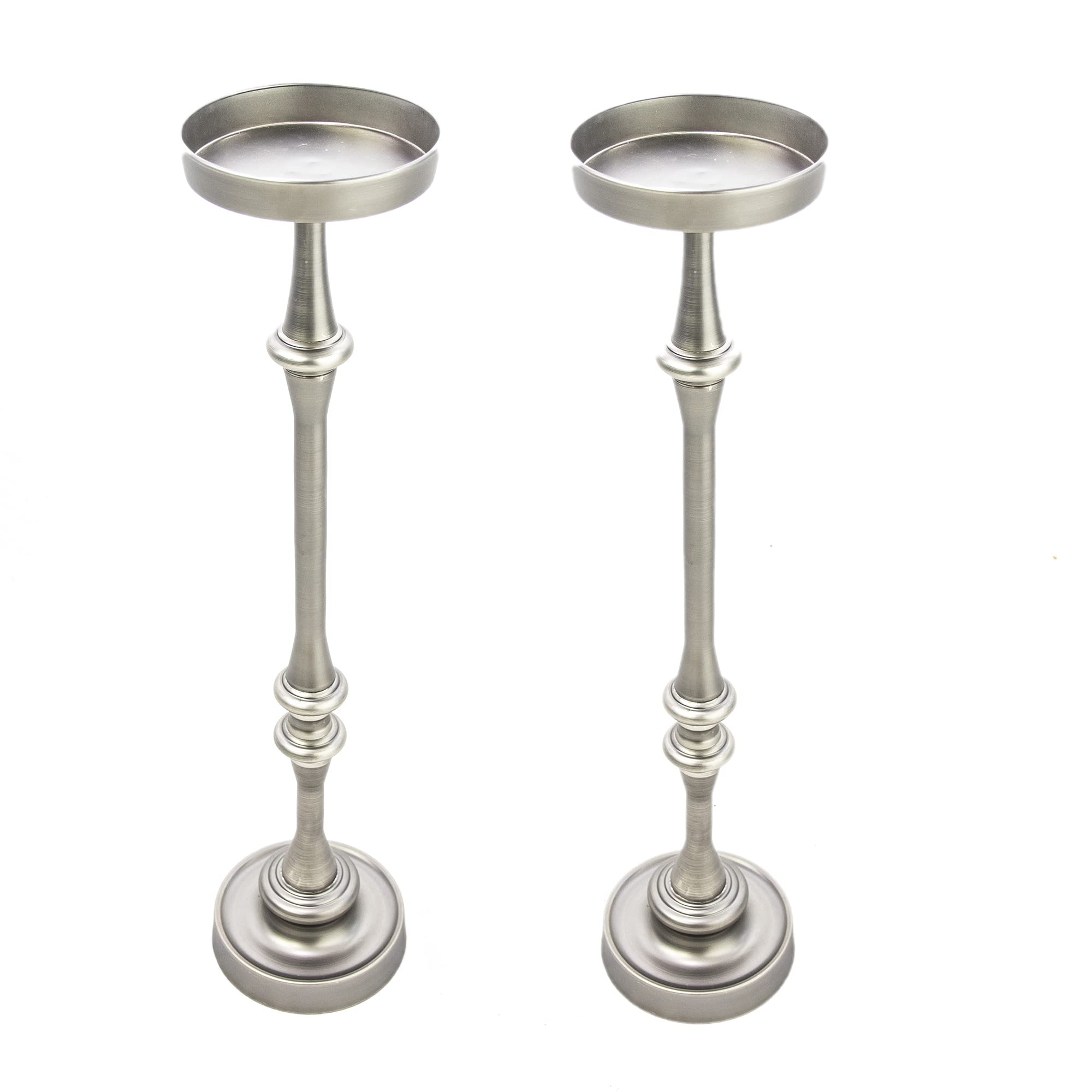 Stylish 6-Inch Round Martini Side Table Set of 2 - Brushed Silver Finish for Living Room, Bedroom & Bar Decor | Modern Accent Table by Ridge Home Goods