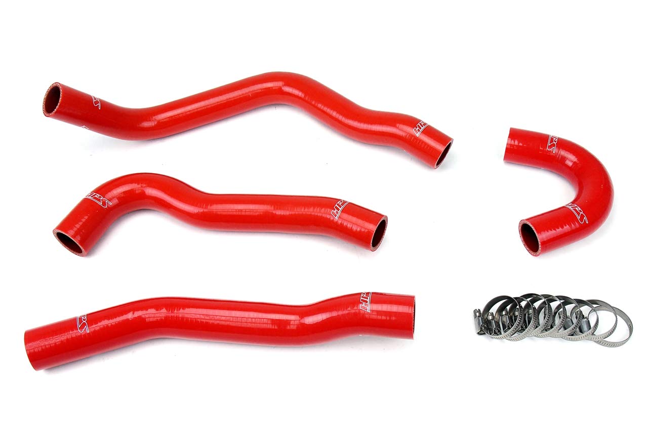 HPS 57-1043-RED Red Silicone Radiator Coolant Hose Kit - High Performance Cooling System Upgrade for Cars, Trucks & SUVs - Perfect for Racing, Off-Road & Daily Driving
