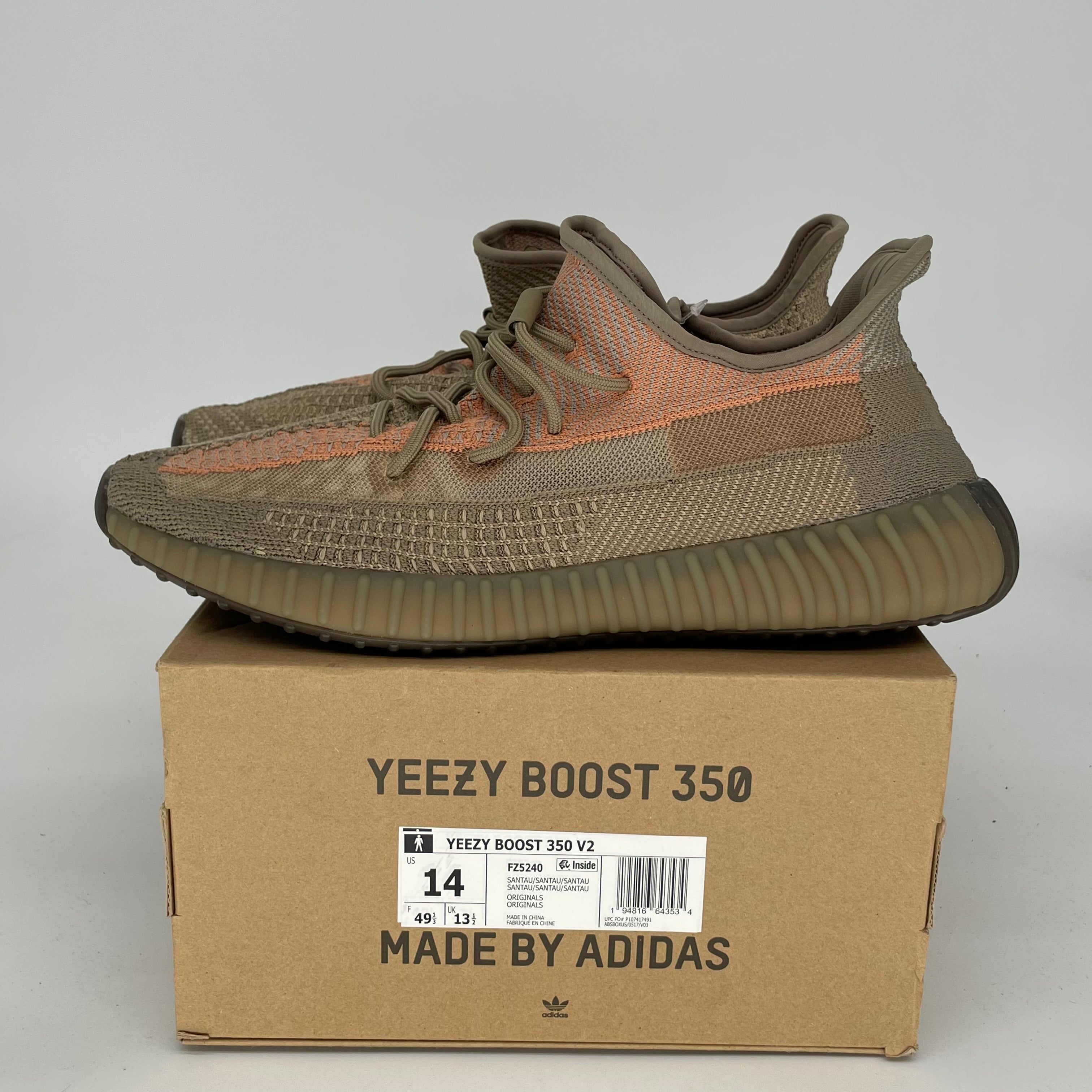 Adidas Yeezy Boost 350 V2 Sand Taupe Men's Sneakers - Size 14 (FZ5240) | Comfortable Running Shoes for Gym, Casual Wear & Street Fashion