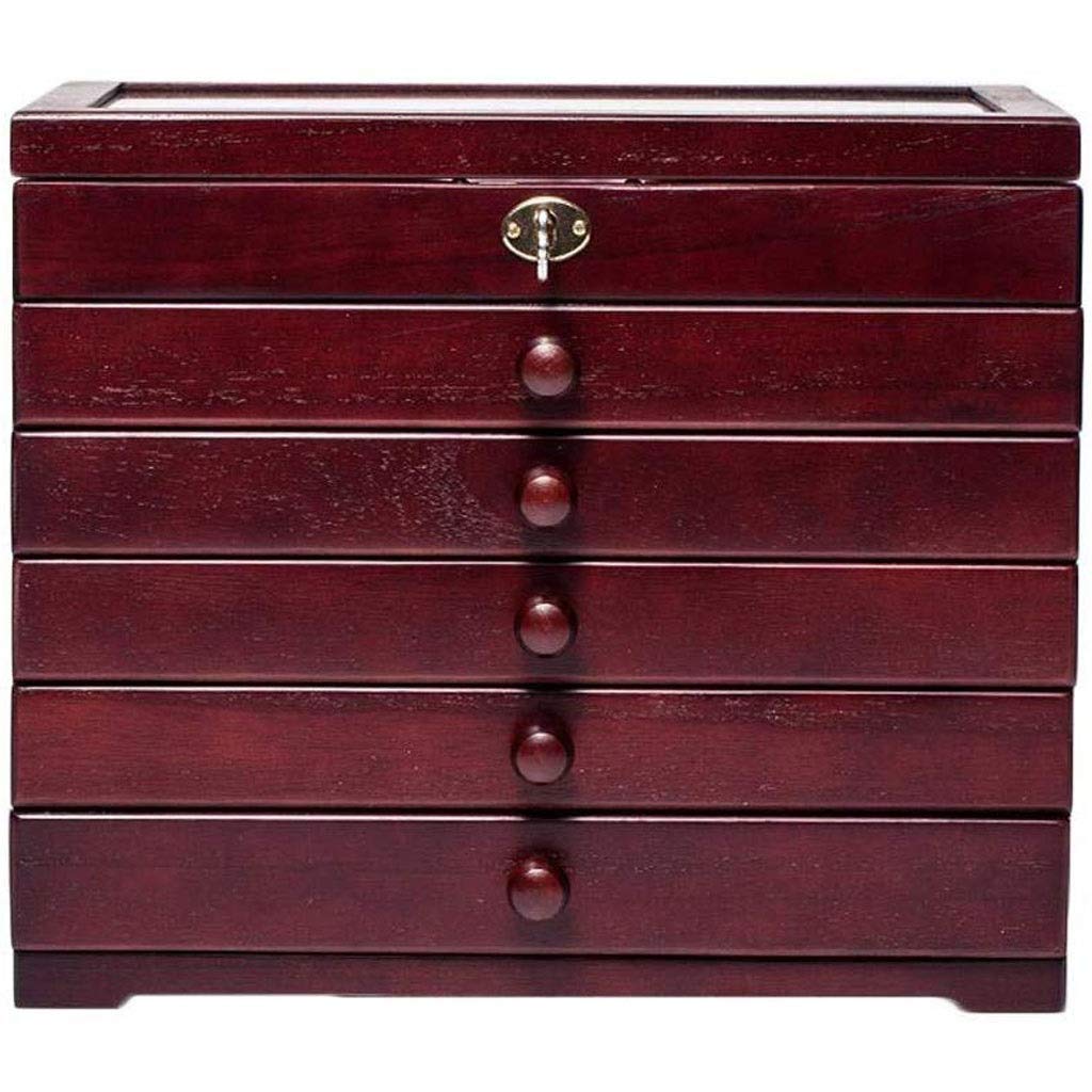 WYEMG Wooden Jewelry Box with Lock - Large Capacity Multi-Layer Jewelry Storage Organizer for Necklaces, Rings & Earrings - Perfect for Bedroom, Travel & Gift Giving (Color: A)