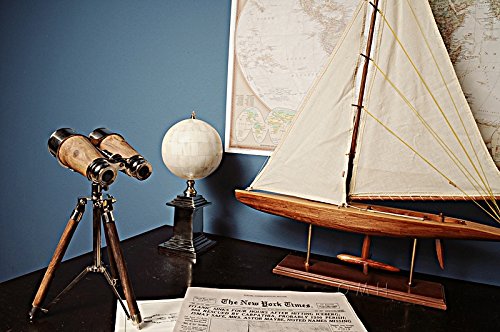 Premium Brass Nautical Binoculars with Stand - High-Quality Marine Binoculars for Boating, Sailing & Bird Watching - Perfect for Cruise Ships, Yachts & Outdoor Adventures
