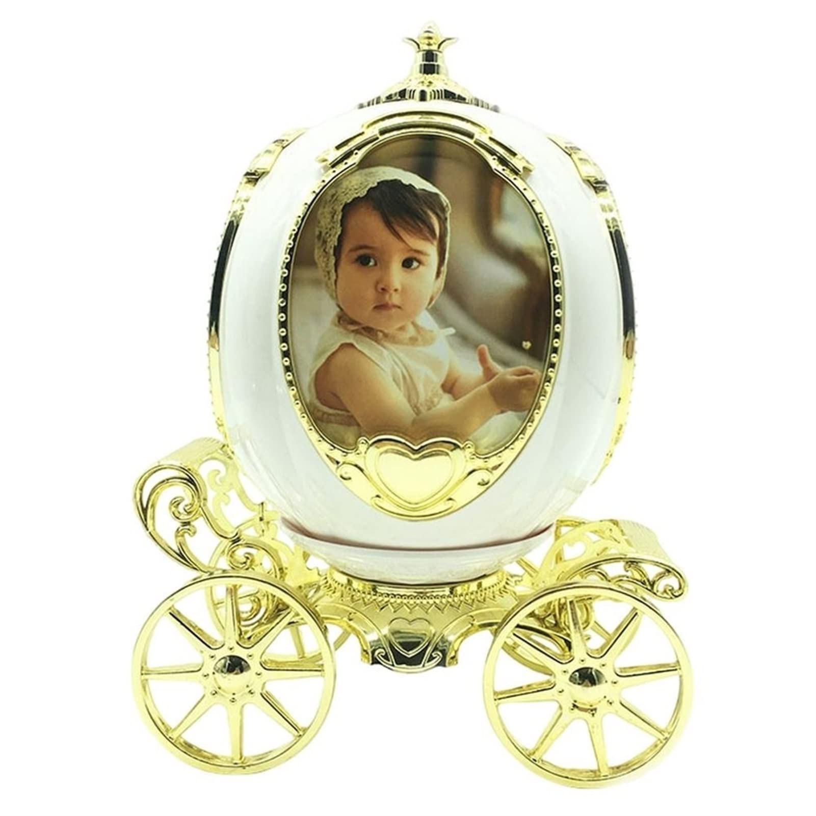 Personalized Pumpkin Car Photo Frame with Music Box - Gold Wedding Decorative Picture Frame for Kids Bedroom, Desk Decor | Perfect for Baby Showers, Halloween Decor & Christmas Gifts