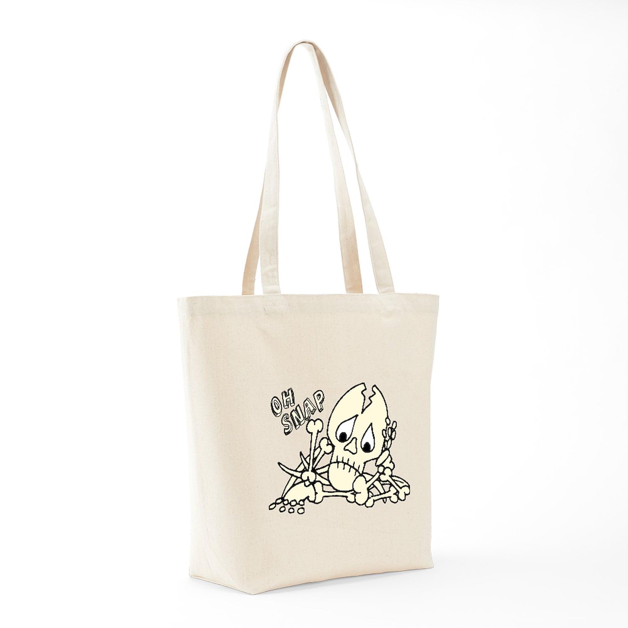 OH SNAP! Halloween Skeleton Tote Bag - Natural Canvas Reusable Shopping Bag for Groceries, Beach & Parties | Funny Gift for Halloween & Everyday Use