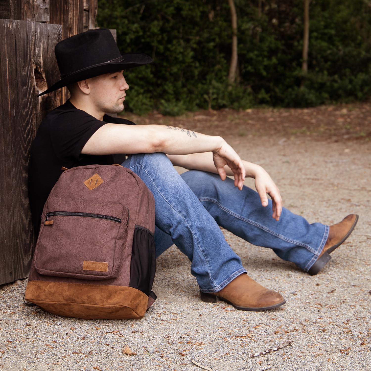 **Wrangler Yellowstone Western-Style Backpack – Water-Resistant Coated Canvas Daypack for Travel, School & Everyday Use – Padded Laptop Sleeve (Brown Corduroy) – Perfect for Hiking, Commuting & College**
