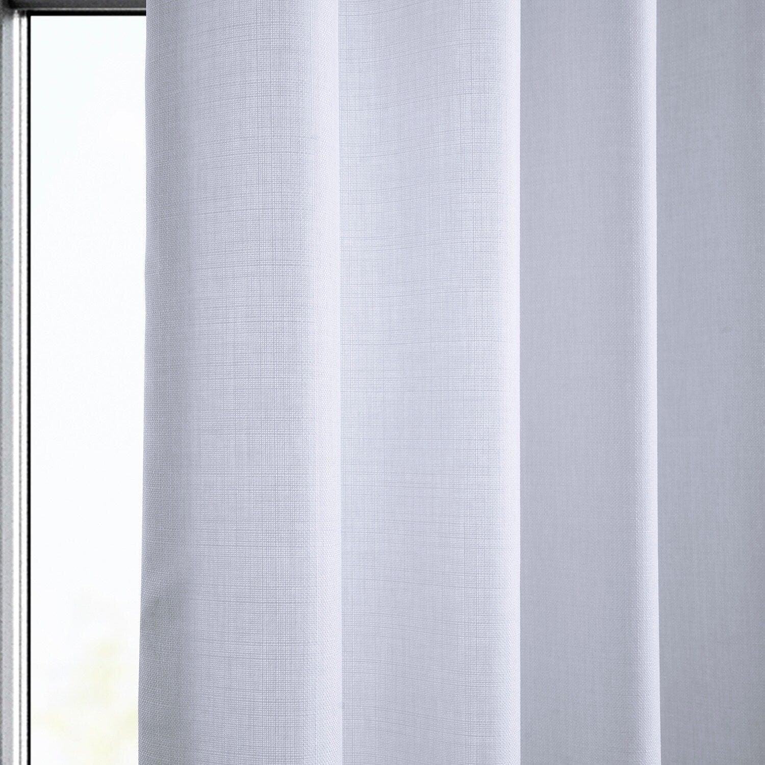 Dove White Grommet Italian Faux Linen Blackout Curtains for Bedroom - Light Blocking Thermal Insulated Window Drapes for Living Room & Nursery