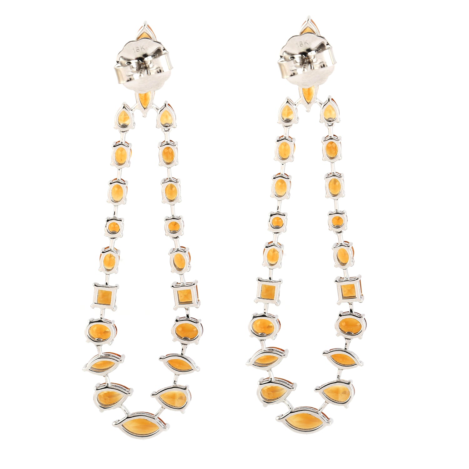 18k White Gold Citrine November Birthstone Chandelier Earrings – Elegant Designer Jewelry for Women, Perfect for Parties, Weddings & Special Occasions