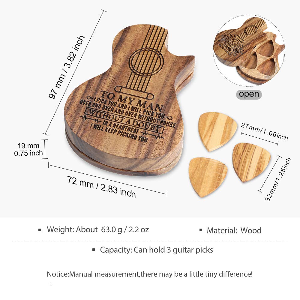 Custom Wooden Guitar Picks Set of 3 with Engraved Box - Personalized Music Gift for Guitar, Bass & Ukulele Players - Unique Birthday, Valentine's Day Present for Husband, Musicians - Perfect for Live Performances, Studio Sessions & Romantic Surprises