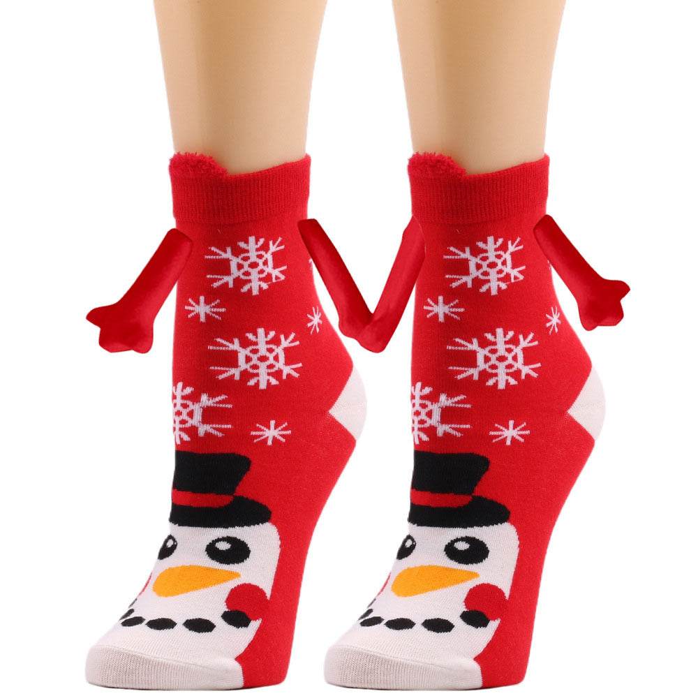 Cozy Christmas Socks for Hand Holding - Warm Holiday Couple Socks for Christmas Gifts, Stocking Stuffers & Romantic Winter Nights