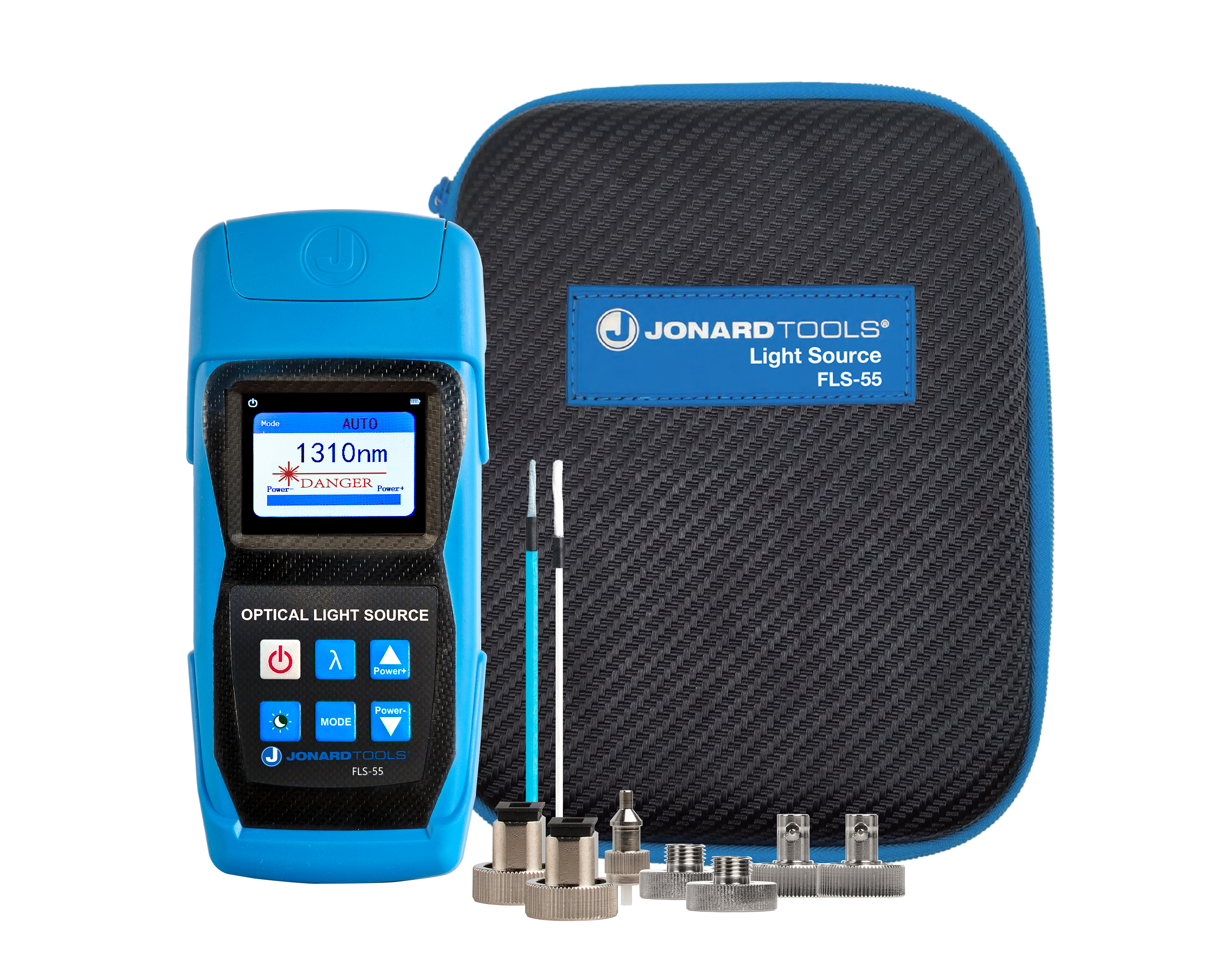 High-Power Multi-Mode & Single-Mode Fiber Optic Light Source with FC/LC/SC (PC/UPC) Adapters - Perfect for Network Testing, Data Centers & Telecom Installations