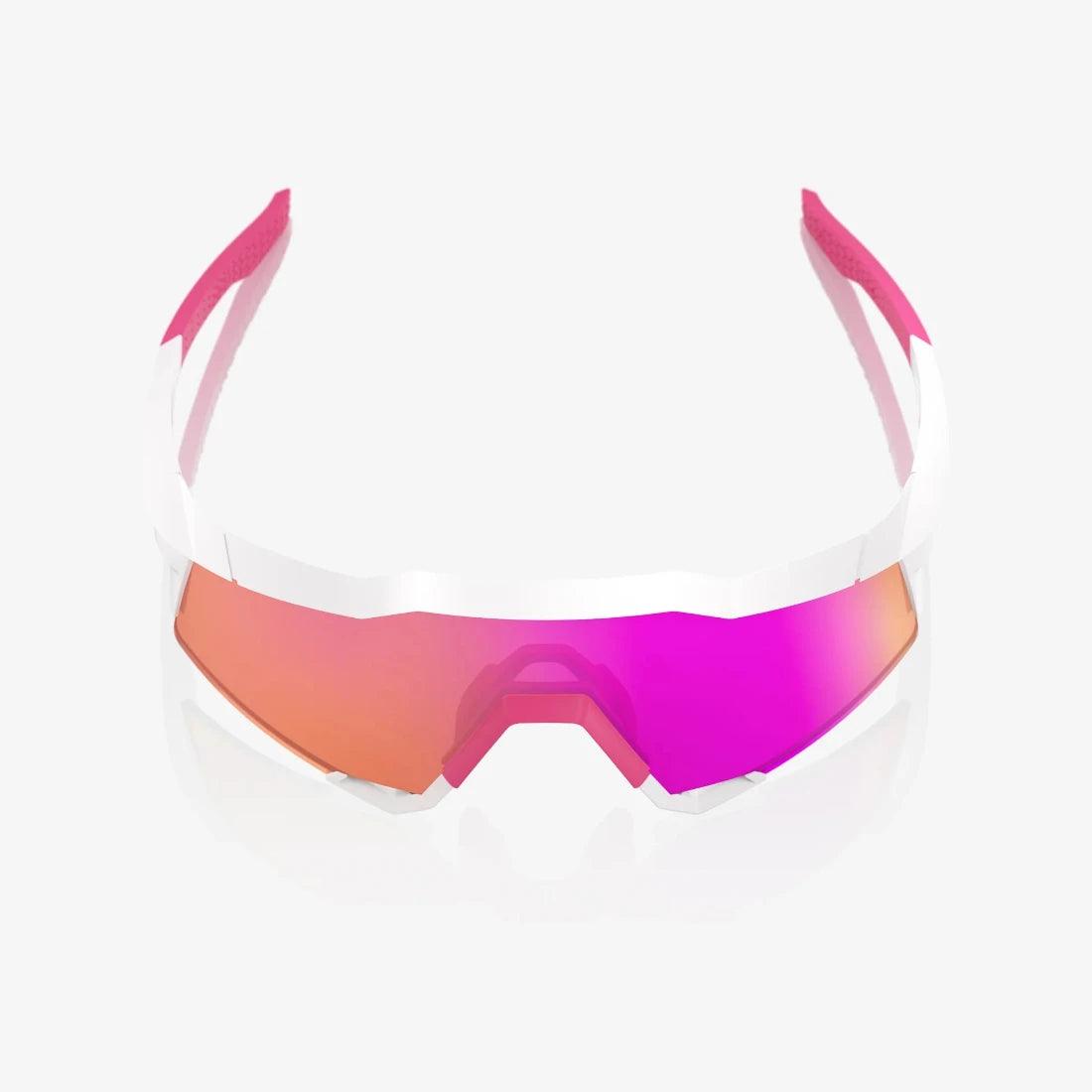 Speedcraft® Matte White & Pink Adult Sunglasses with HiPER® Vital Pink Mirror Lens - UV Protection, Polarized, Fashionable for Outdoor Sports & Driving