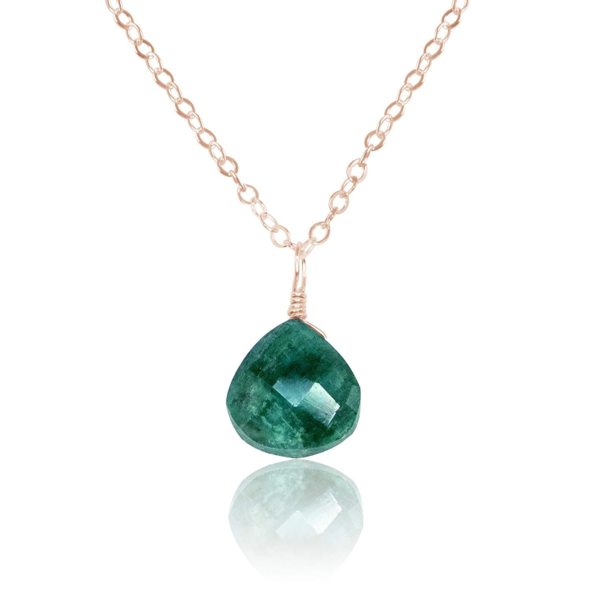Tiny Emerald Teardrop Crystal Pendant Necklace - Elegant Green Gemstone Jewelry for Women | Perfect for Weddings, Parties & Special Occasions
