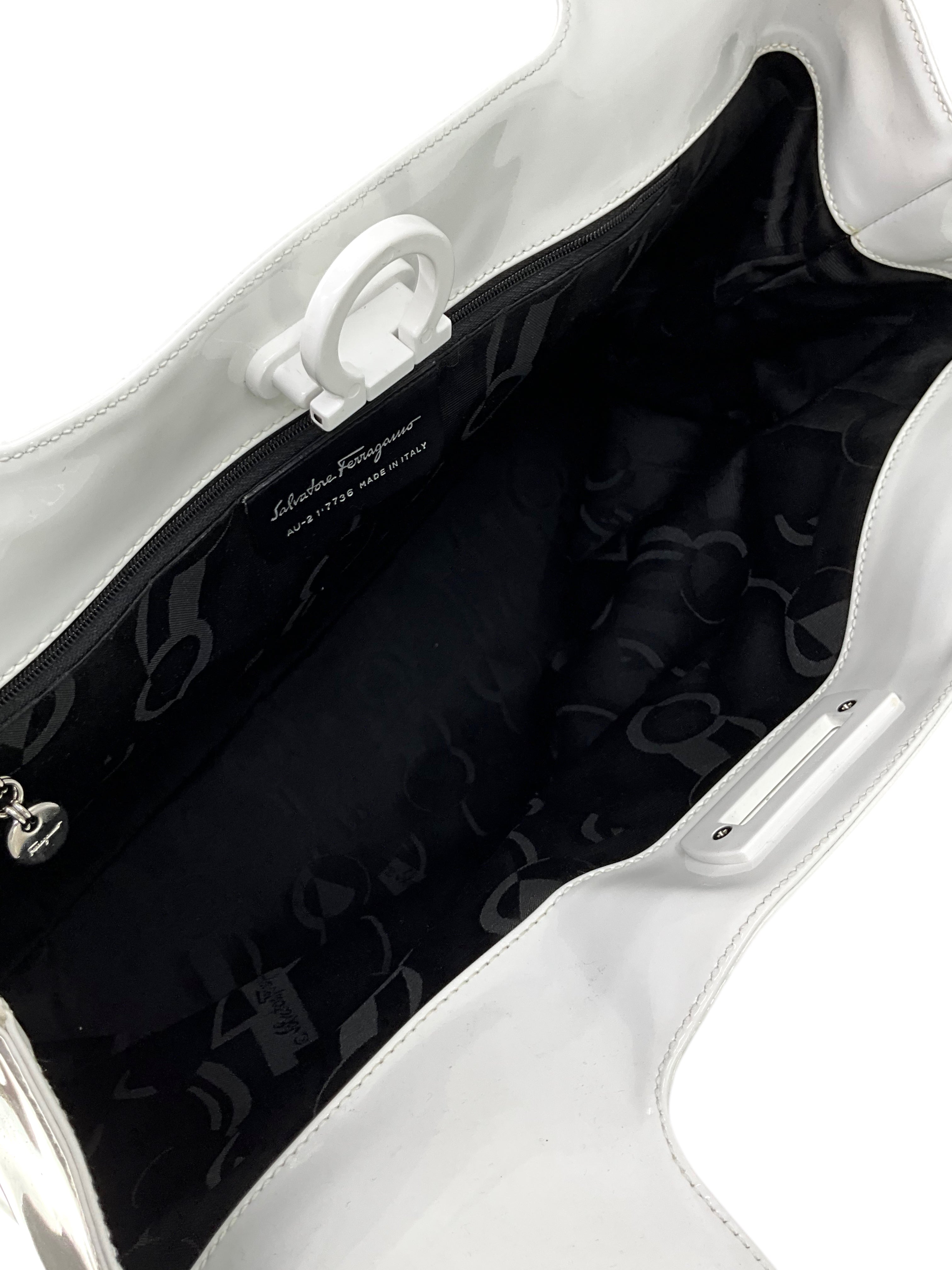 Salvatore Ferragamo Large Gancini Patent Leather Tote Bag for Women | Luxury Designer Handbag for Work, Travel & Everyday Use