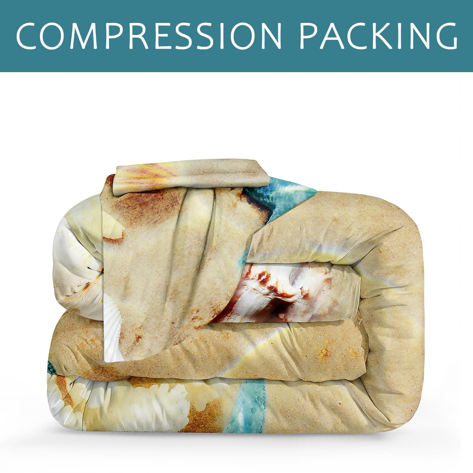 Soft Microfiber Fluffy Twin Size Coastal Comforter Set - 3 Piece Beach Themed Bedding with Sea Life & Starfish Design | All-Season Comfort for Guest Rooms, Beach Houses & Coastal Decor
