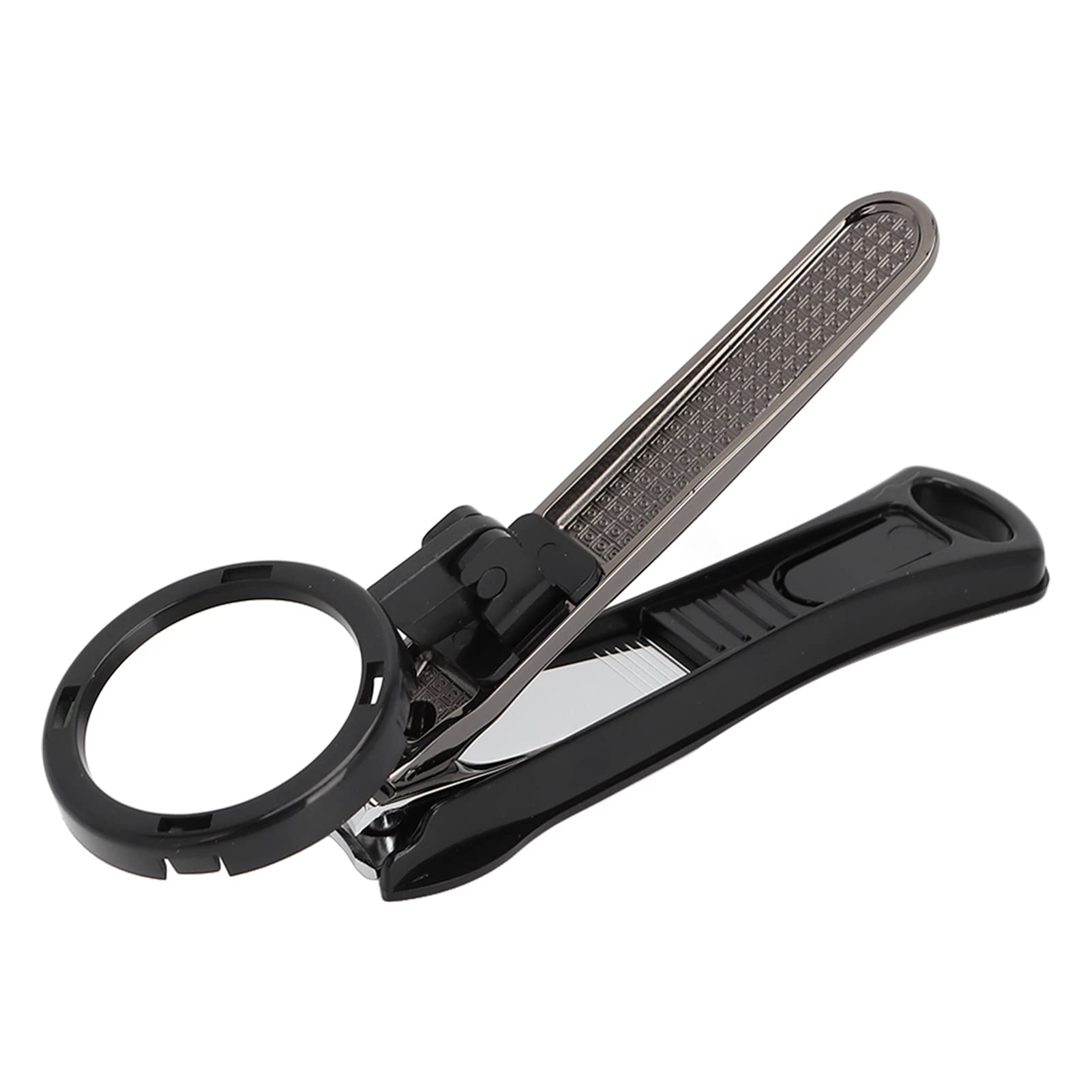 Premium Heavy Duty Nail Clipper Set with Magnifier - Professional Fingernail & Toenail Clippers for Seniors - Portable Nail Care Kit for Travel, Home Use, and Elderly Grooming Needs (Black)