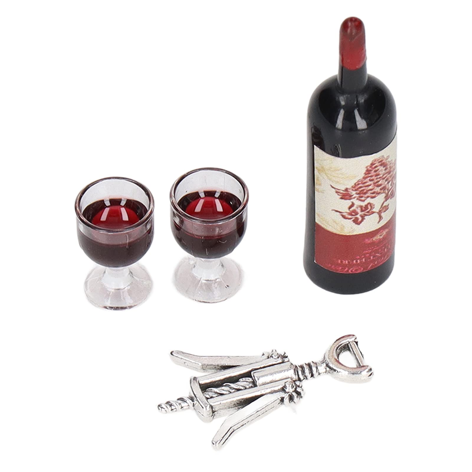 Miniature Red Wine Bottle Set for Dollhouse - 12 Piece Simulated Glass Red Wine Bottles with Corkscrew - Perfect for Dollhouse Decor, Mini Bars, and Collectible Displays