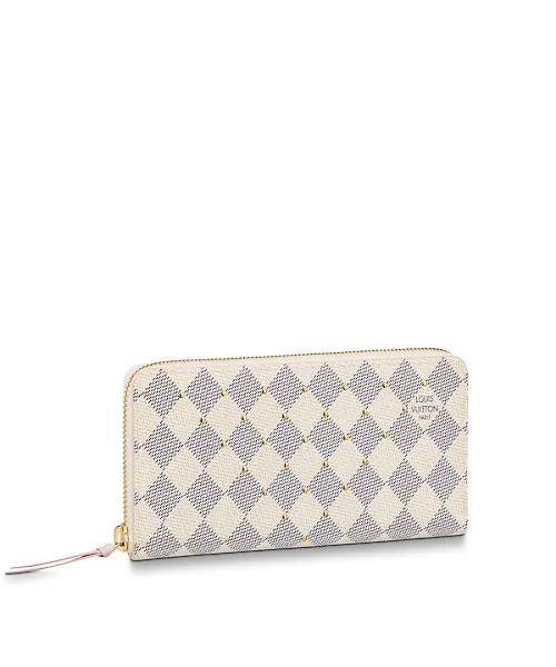 LV Clemence Wallet in Damier Azur Canvas with Rose Ballerine Interior - Perfect for Everyday Use & Travel Accessories