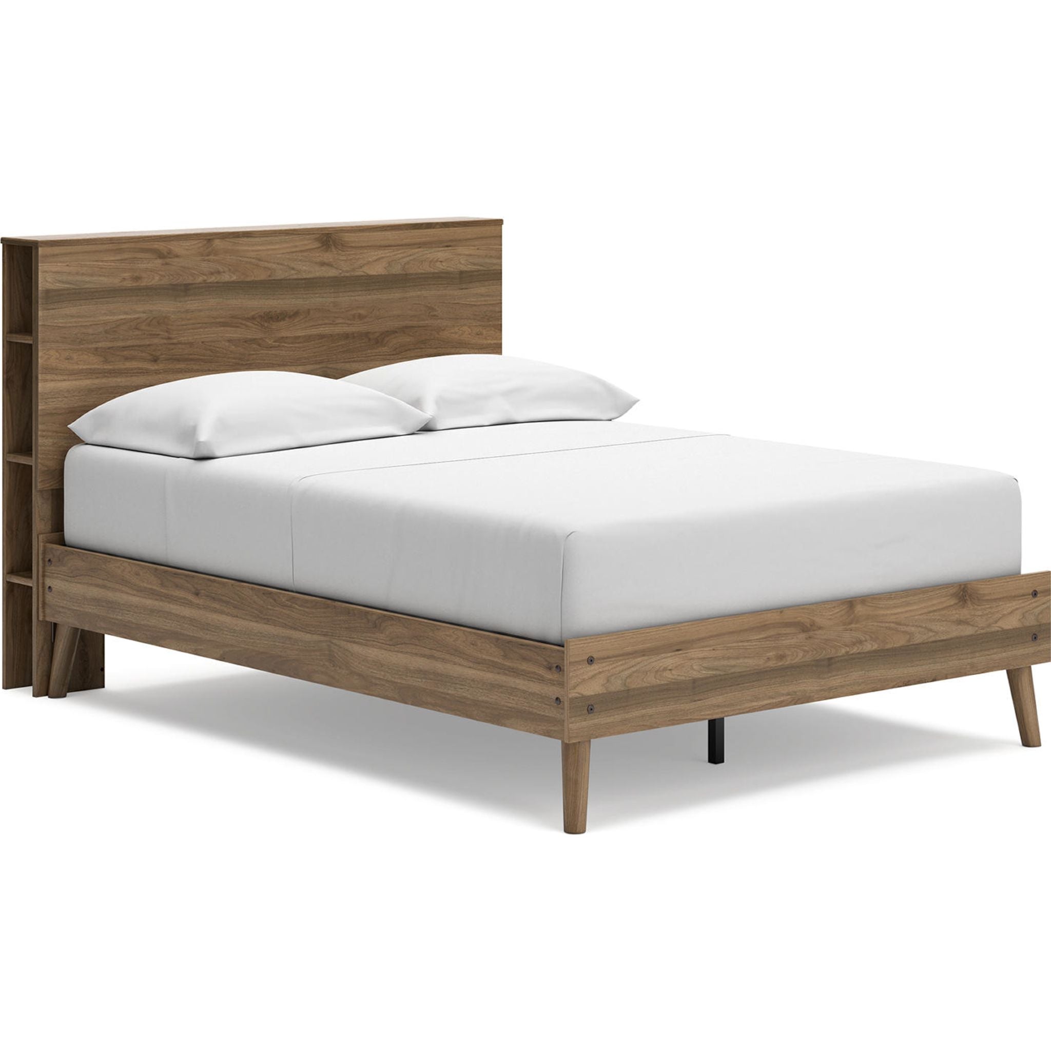 Aprilyn Full Bookcase Bed in Honey Finish - Stylish Storage Bed Frame for Small Spaces, Dorm Rooms & Guest Bedrooms
