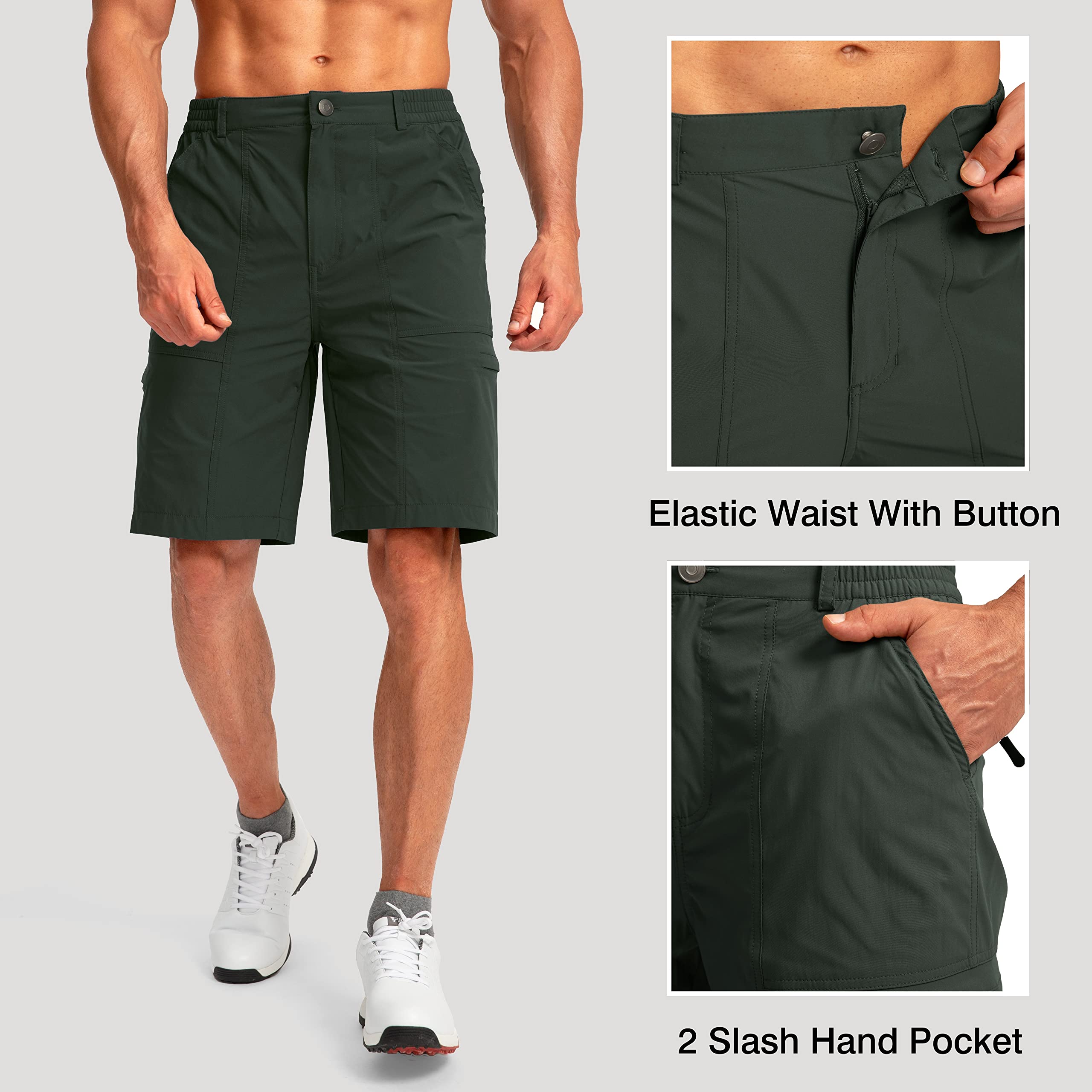 Viodia Men's Hiking Cargo Shorts - 6 Pockets Quick Dry Lightweight Stretch Outdoor Shorts for Hiking, Fishing, Golf & Casual Wear