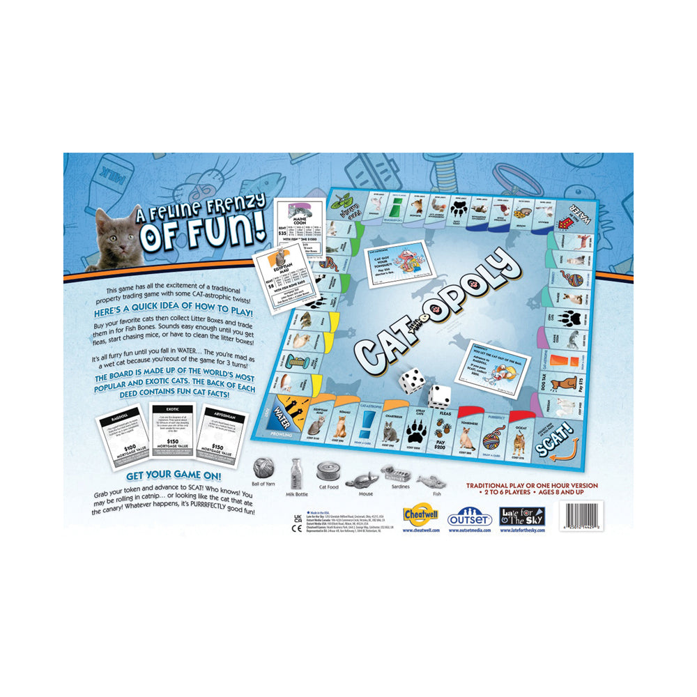 Exotic Cats Edition Cat Opoly Board Game - Fun Family Game Night for Cat Lovers, Perfect for Parties & Gifts