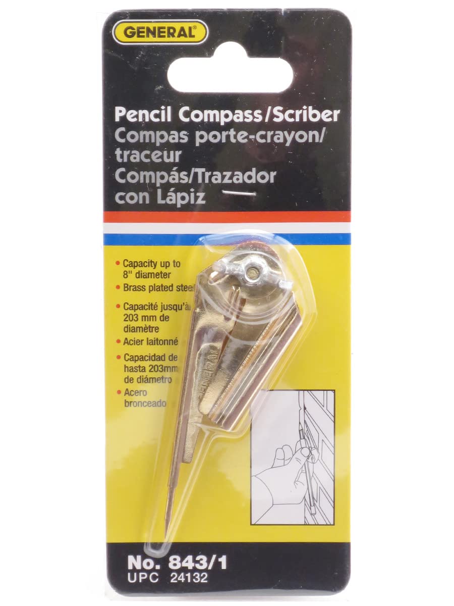 General Tools 843/1 Professional Pencil Compass & Scriber - 8 Inch Diameter Precision Drafting Tool for Woodworking, Metalworking & Technical Drawing