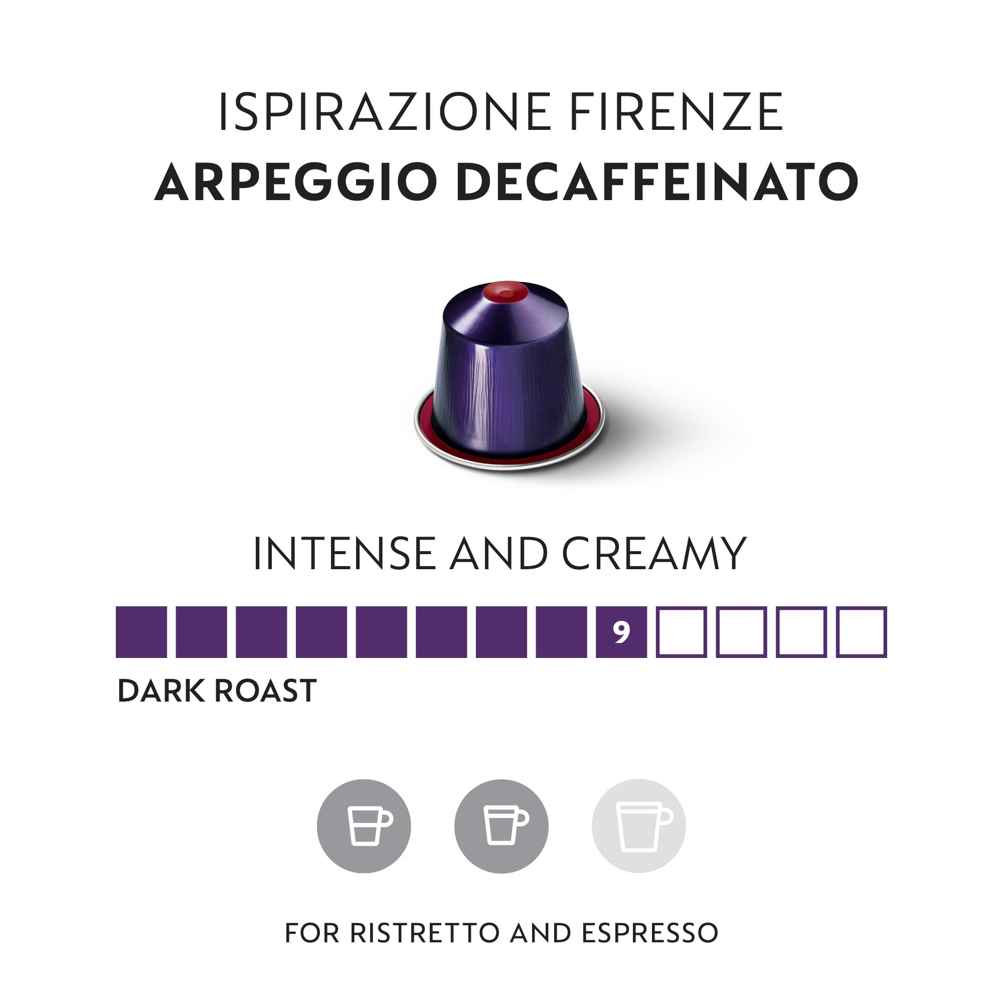 Nespresso OriginalLine Arpeggio Decaffeinato Dark Roast Coffee Pods - 50 Count Capsules for Espresso & Lungo | Perfect for Home & Office Coffee Brewing
