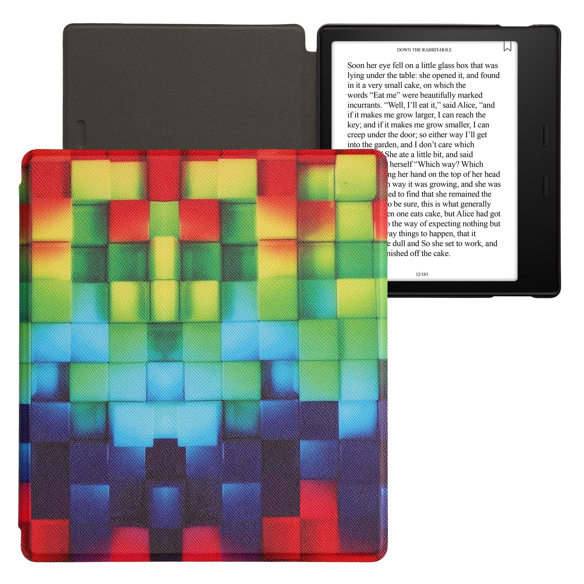 kwmobile Kindle Oasis 10th Generation Case - Premium Protective Cover for Amazon Kindle Oasis 10th Gen eReader - Rainbow Cubes Multicolor/Green/Blue Design - Perfect for Reading, Travel & Daily Use