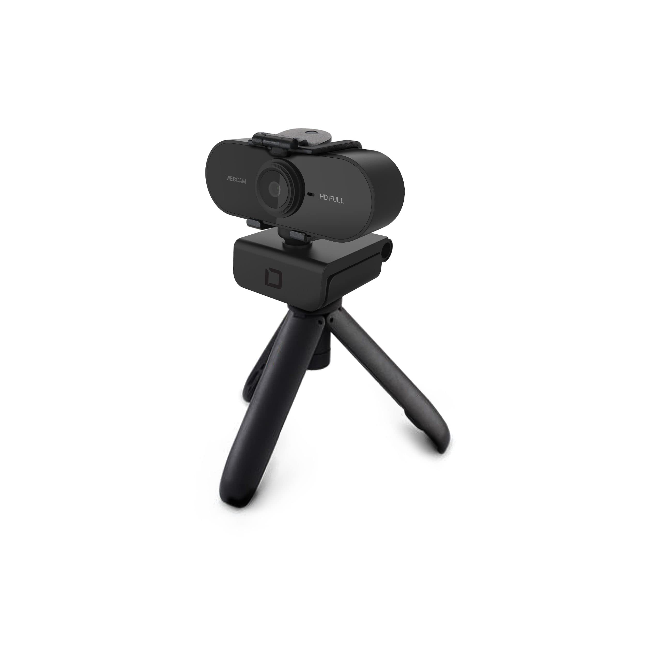 Dicota D31841 Full HD 1080p Webcam with USB 2.0 - Black - Ideal for Video Conferencing, Online Classes & Streaming