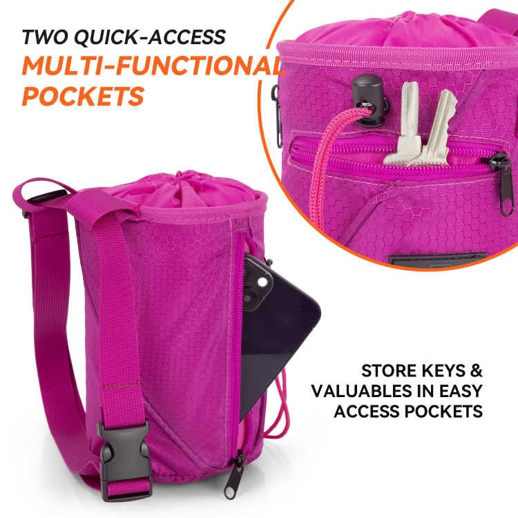 Premium Rock Climbing Chalk Bag with 2 Large Zippered Pockets - Durable Bouldering Chalk Bucket for Indoor & Outdoor Climbing Gyms