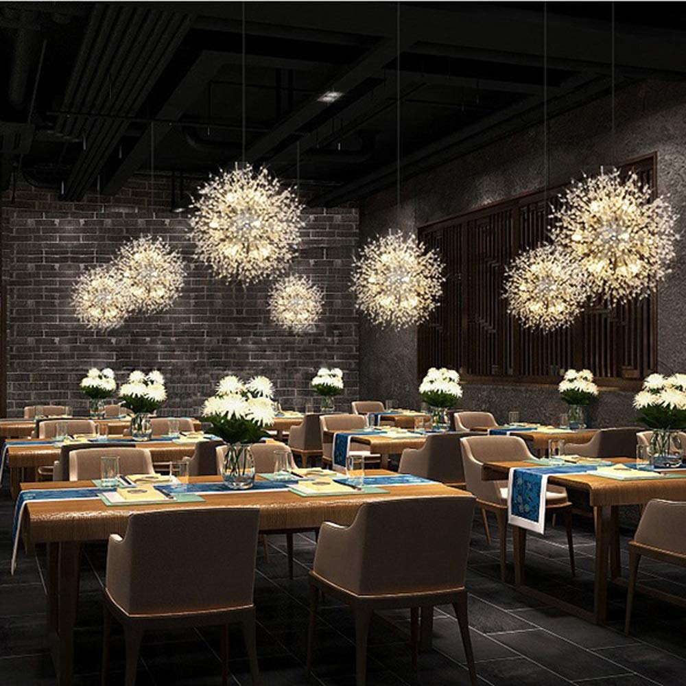 PEHUB Crystal Dandelion LED Chandelier - Modern G9 Pendant Light Fixture for Dining Room, Living Room, Bedroom, Restaurant & Office Decor | Elegant Flush Mount Lighting for Home, Hotel and Commercial Spaces