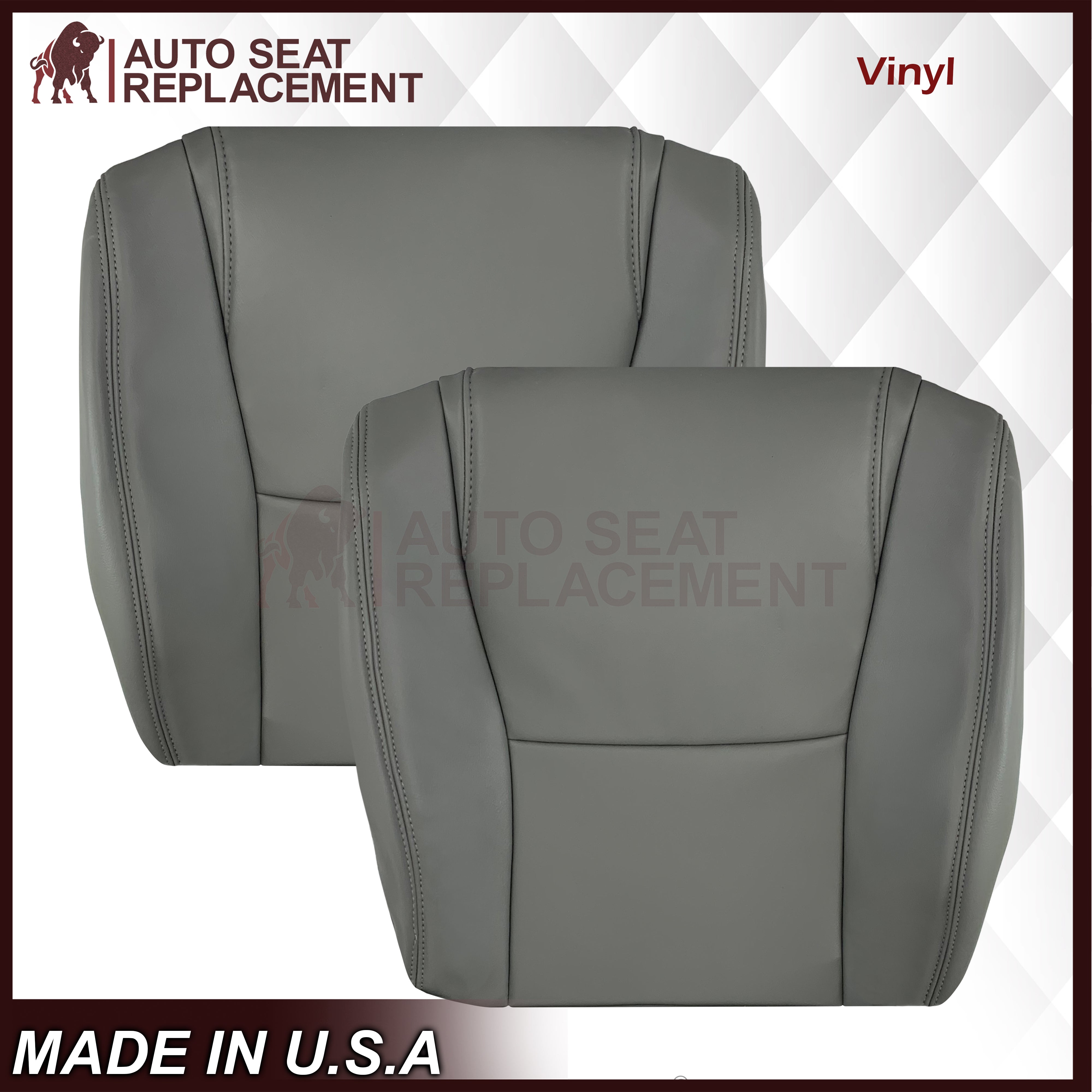 2007-2013 Toyota Sequoia SR5 Genuine Leather Seat Covers Set - Top & Bottom Replacement for Driver/Passenger Side (Gray) | Premium Car Interior Upgrade for Comfort & Style