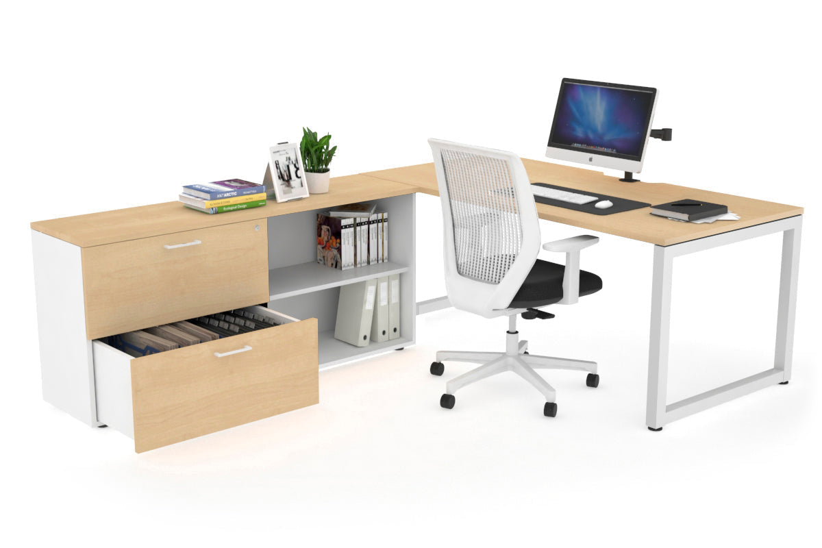 Quadro Loop Executive White Frame Office Chair - 1800L x 800W with Cable Scallop - Ergonomic Desk Chair for Home & Office Workspace