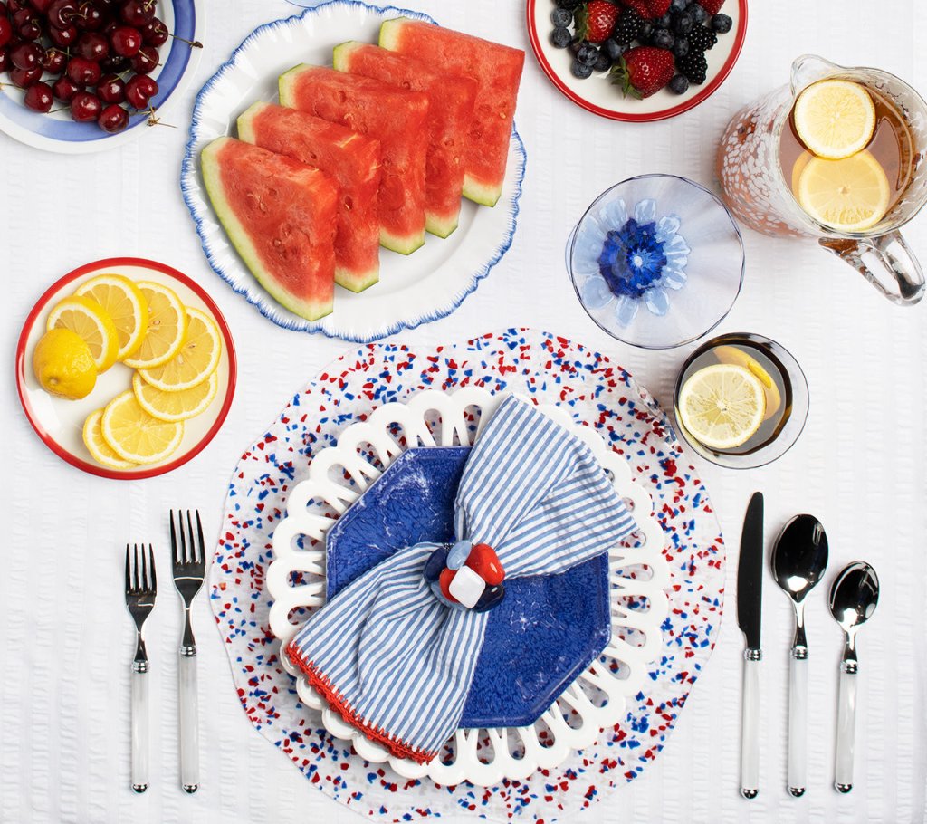 Premium Seersucker Napkins Set of 4 - Navy & Red Striped Cotton Table Linens for Summer Picnics, Outdoor Dining & Elegant Dinner Parties