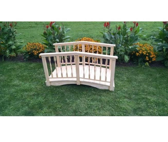 A & L Furniture Spindle Cedar Bridge - Rustic Wooden Footbridge for Garden, Yard, or Landscape Decoration - Perfect for Pathways, Ponds, and Outdoor Decor