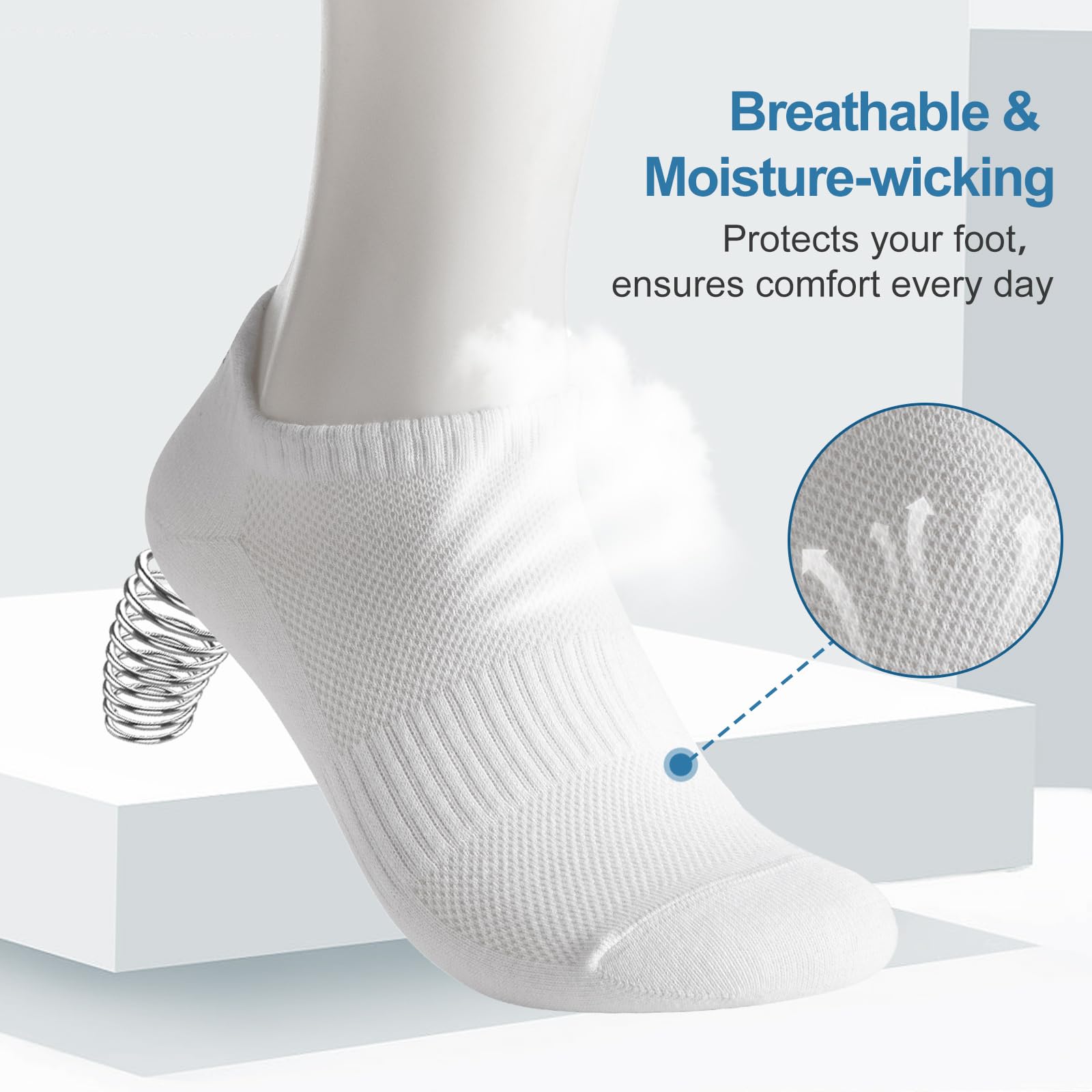 JAMRID Men's Ankle Socks - 6 Pairs Breathable Cotton Low Cut Athletic Running Socks for Men & Women - Perfect for Gym, Sports & Daily Wear