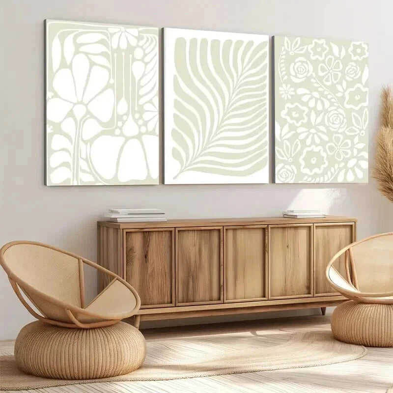 3-Piece Abstract Botanical Floral Leaves Green Wall Art Set - Framed Canvas 50x70cm | High Quality Print | 100% Australian Made | Ready to Hang | Perfect for Living Room, Bedroom & Office Decor
