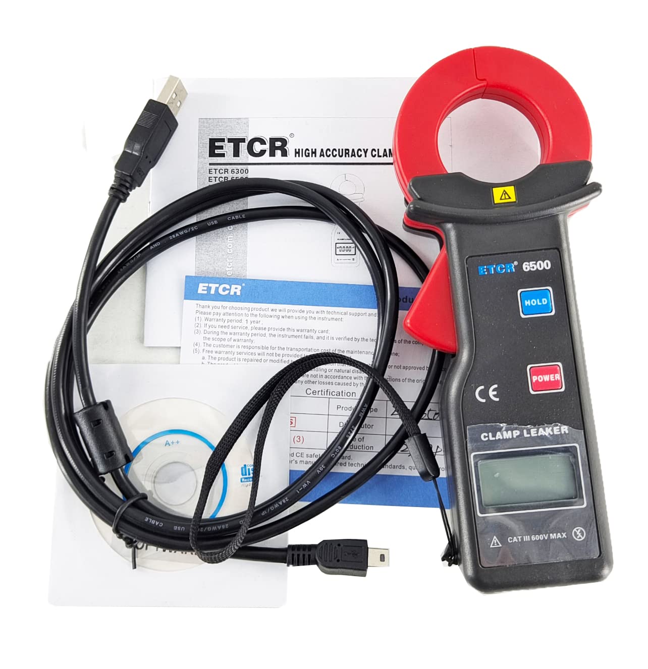 Digital Clamp Meter Leakage Current Tester - AC Clamp Ammeter with Data Storage (99 Groups), 0.000mA-300.00A Range - Perfect for Electrical Maintenance, HVAC Repair & Industrial Safety Testing