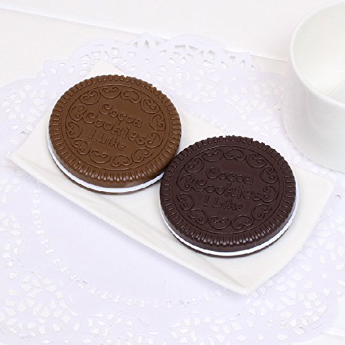 Yueton 2-Pack Mini Pocket Mirror with Comb - Compact Chocolate Cookie Design for Makeup, Travel & Purse Accessories